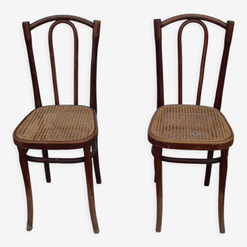 Paire de chaises bistrot cannées J & J  Kohn