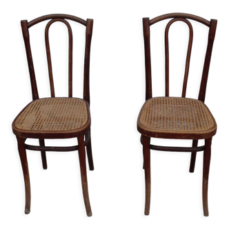 Paire de chaises bistrot cannées J & J  Kohn