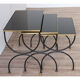 Vintage nesting tables in metal and black opaline glass 1950