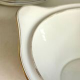 Pillivuyt white and gold porcelain eared salad bowl, "Eva" service