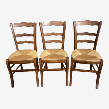 3 chaises paillées