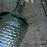 Dame jeanne verre recycle facon panier vert amande
