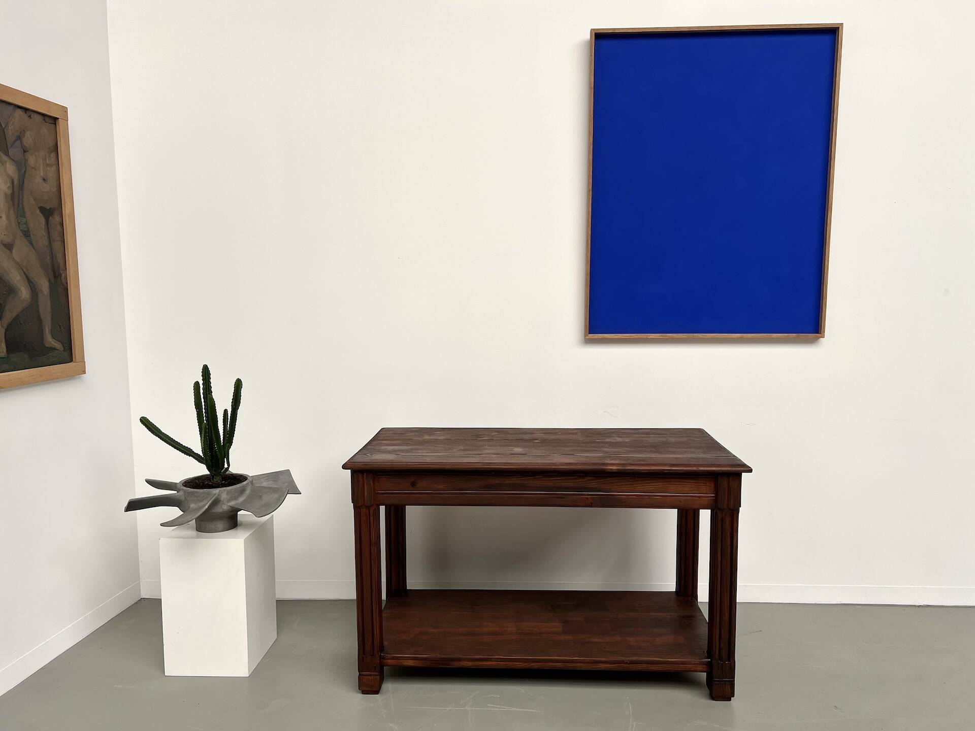 Small pine drapery table from the 1950s