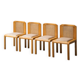 Set de 4 sedie legno velluto paglia di vienna anni '70 vintage modernariato