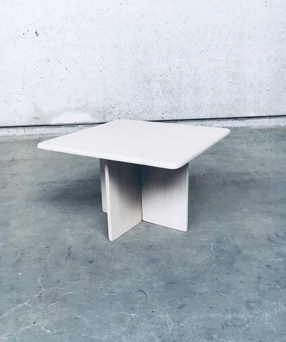 Vintage Italian Postmodern Square Granite Stone Side Table, 1970s