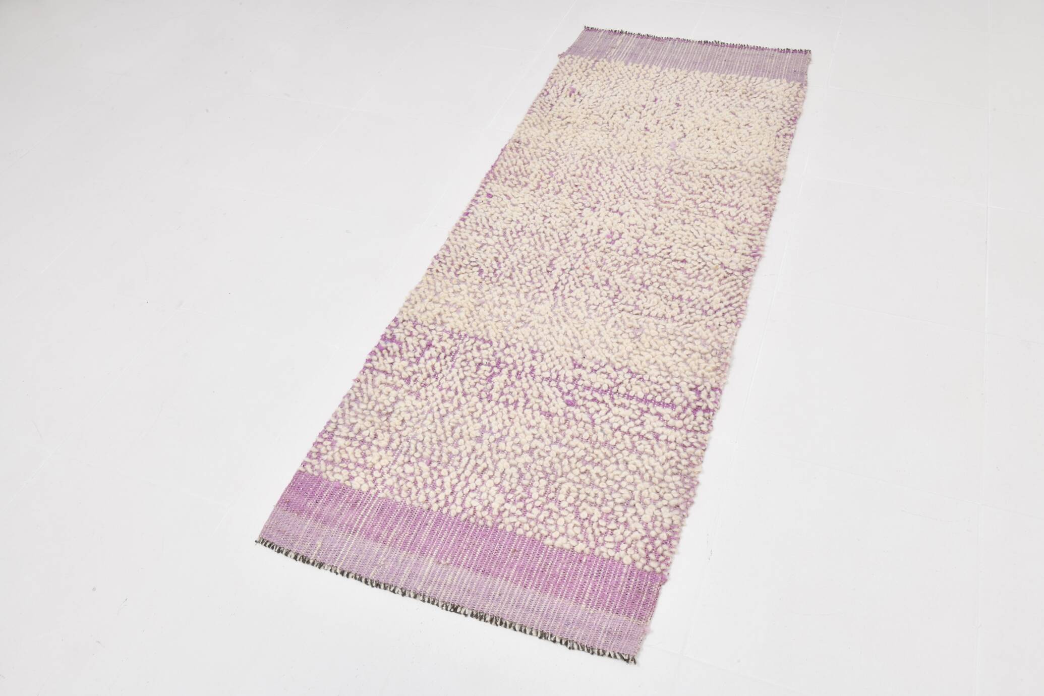 Tapis Kilim rose et beige 2x6, 68x178 cm