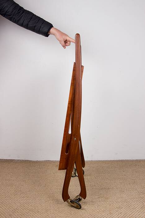 Danish folding teak rolling table, Svend Aage Madsen/Illums Bolhigus.