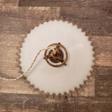 White opaline pendant lamp with serrated edges