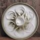 Vintage French oyster plate in white and green majolica.