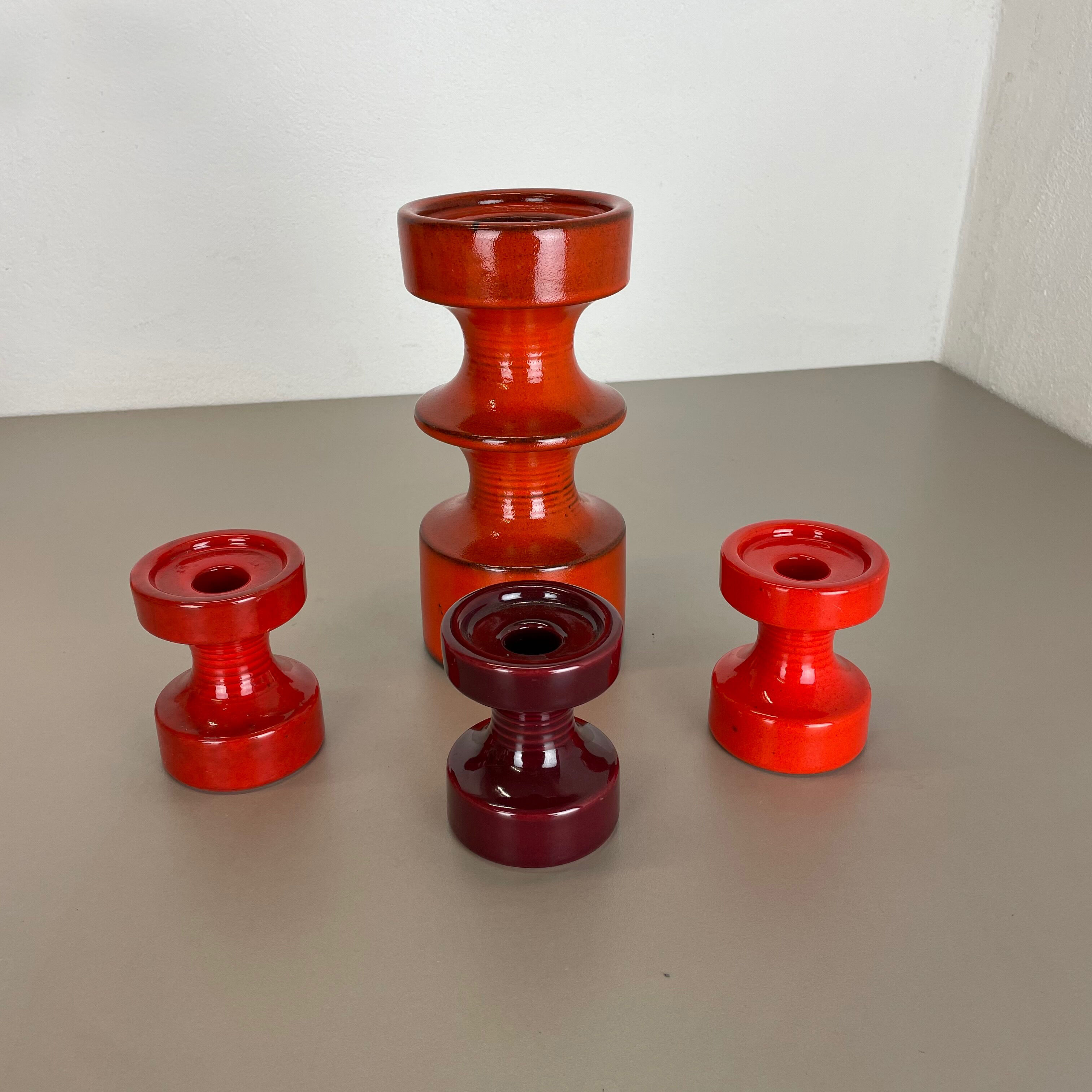 Set of Four Pottery Candleholder by Cari Zalloni for Steuler, Germany, 1970s