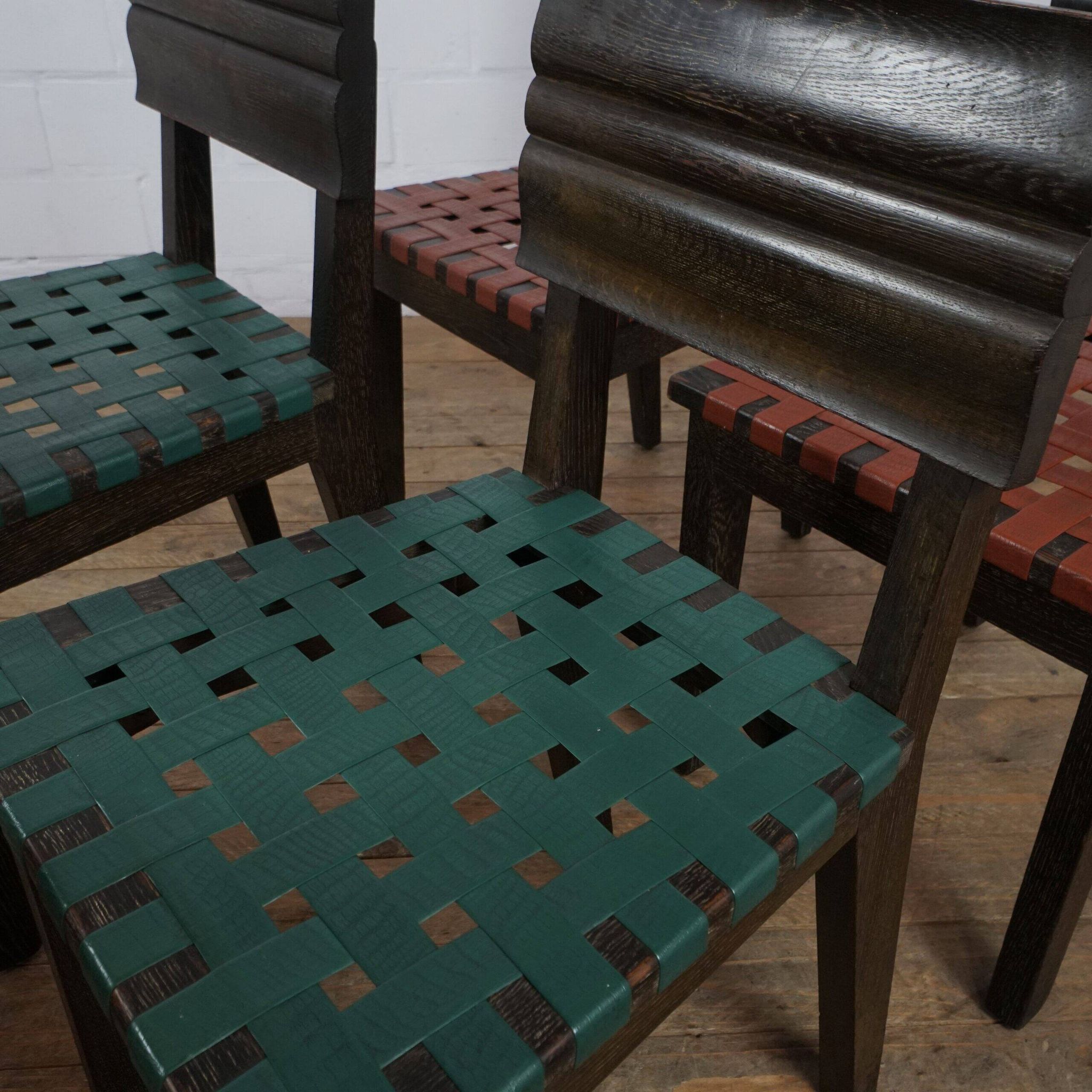 Set of 6 French 1940 dining chairs in oak