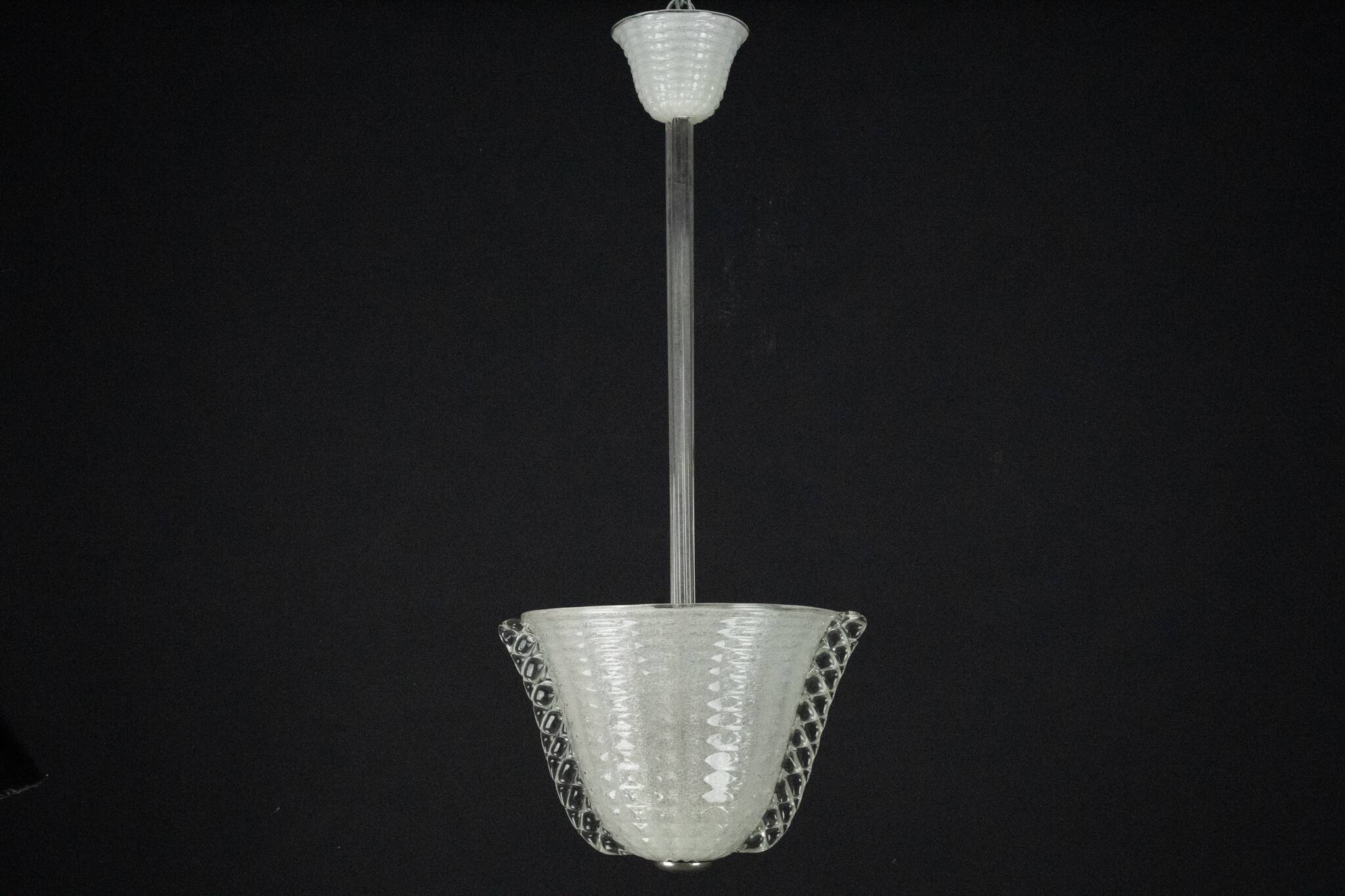 Rare Art Deco Ercole Barovier chandelier in  Murano glass. Italy 1940