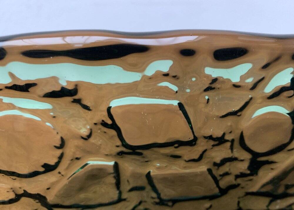 Swedish brutalist glass vase from the mid-century by Göte Augustsson for Ruda, 1960s.