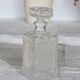 Vintage Pressed Glass Whiskey Decanter - Flower Engraved Stopper