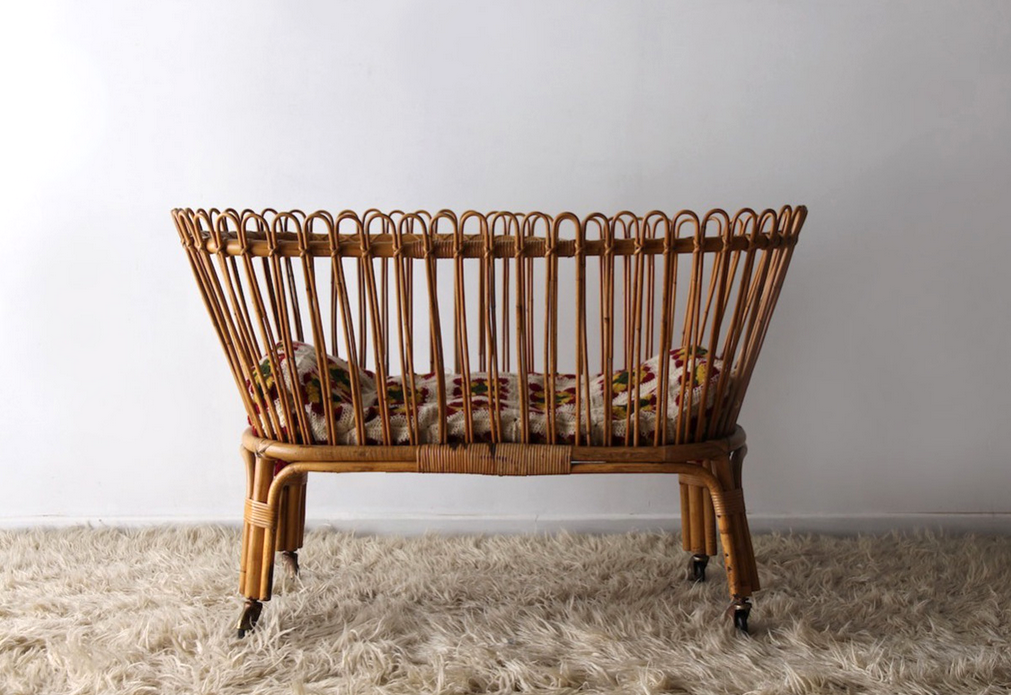 Cradle of the 1950s rattan