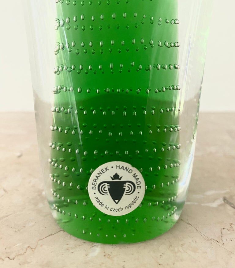 Czech Art Glass Vase, Centerpiece by Pavel Juda for Beranek Glass, 1985