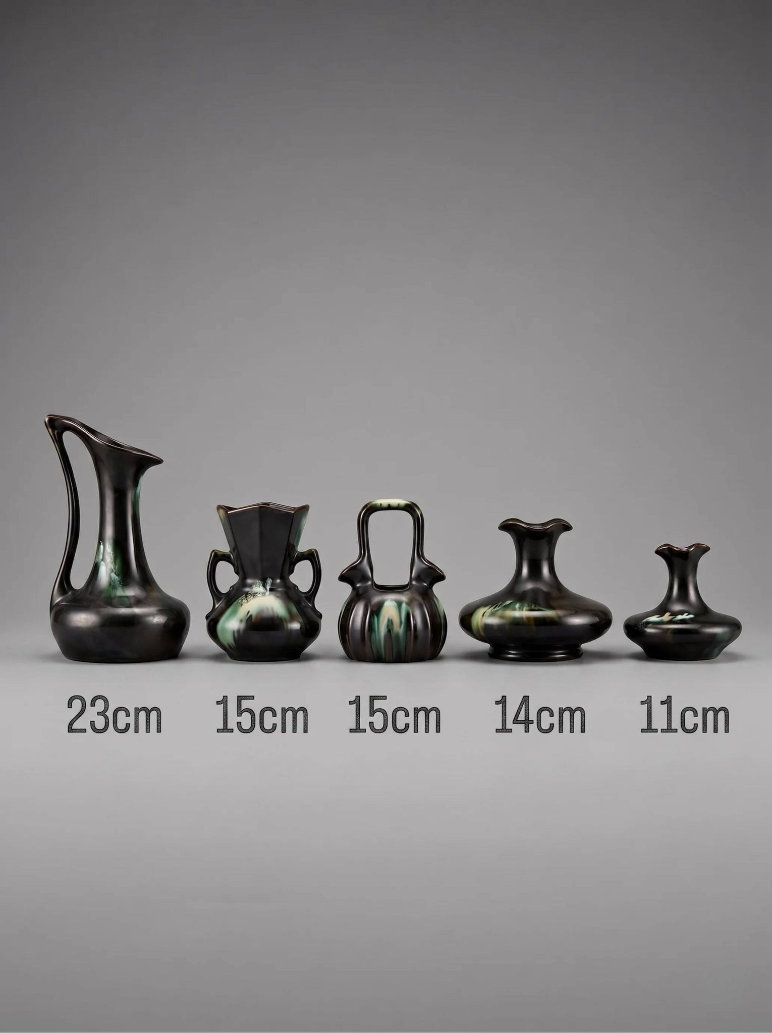 Large collection of 5 modernist glazed Belgian ceramics – Thulin / AIRAIN – Art Deco – 1930s-50s