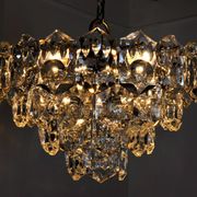 Kinkeldey golden chandelier, cut glass, 4 levels, Germany, 1970