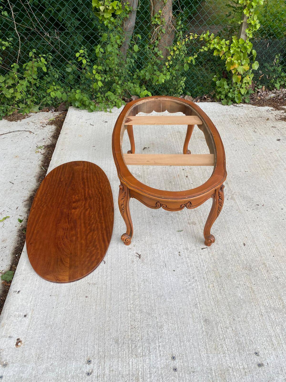 Table basse vintage Louis XV en bois 115cm