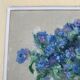 Table Painting on cardboard still life bouquet Maurice Catau Nancy 1954
