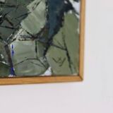 Swedish Oil On Canvas Painting "Composition in Green" - Vintage & Framed