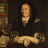 Peinture ancienne portrait "La veuve du pharmacien de Trente"