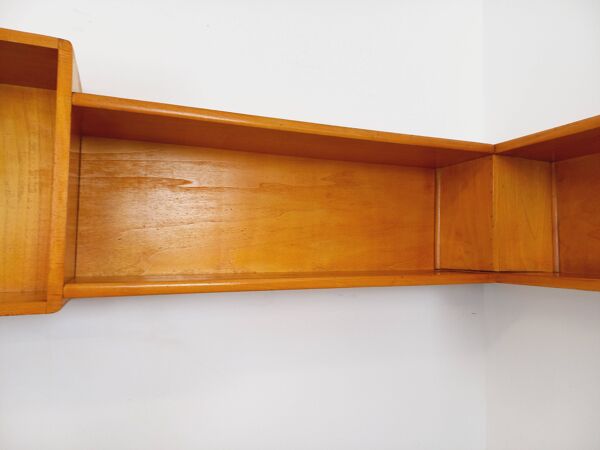 Etagère d’angle murale vintage en bois des années 60 70