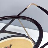 Vintage ebonized beech serving cart with oriental print, italy