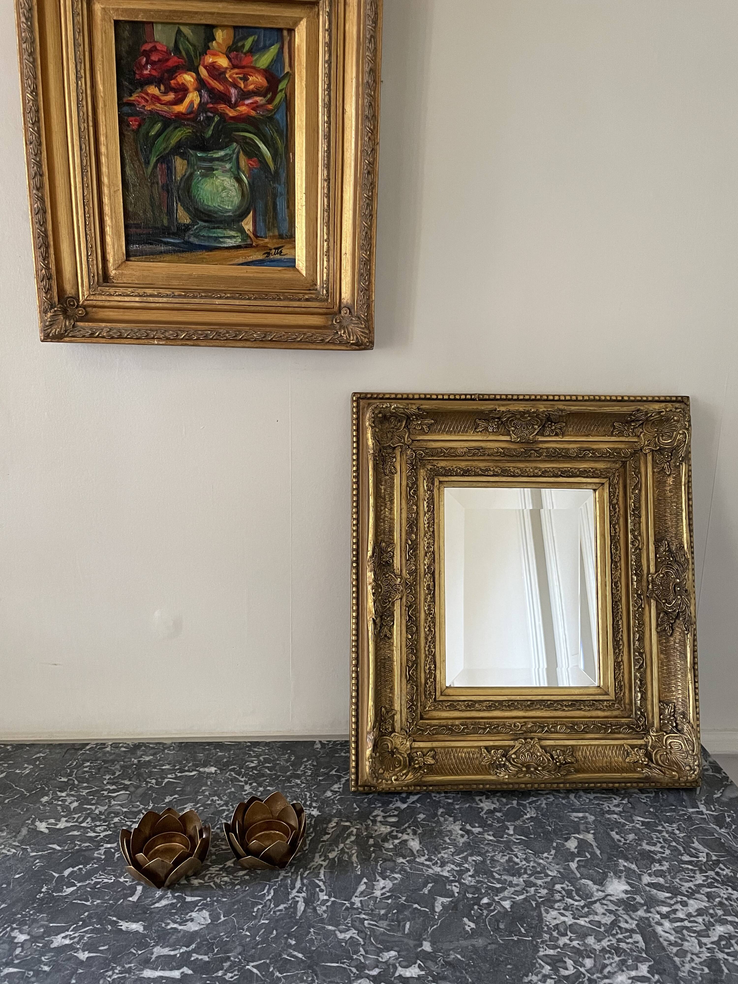 Gilded resin mirror Louis XV H47 X L42 style
