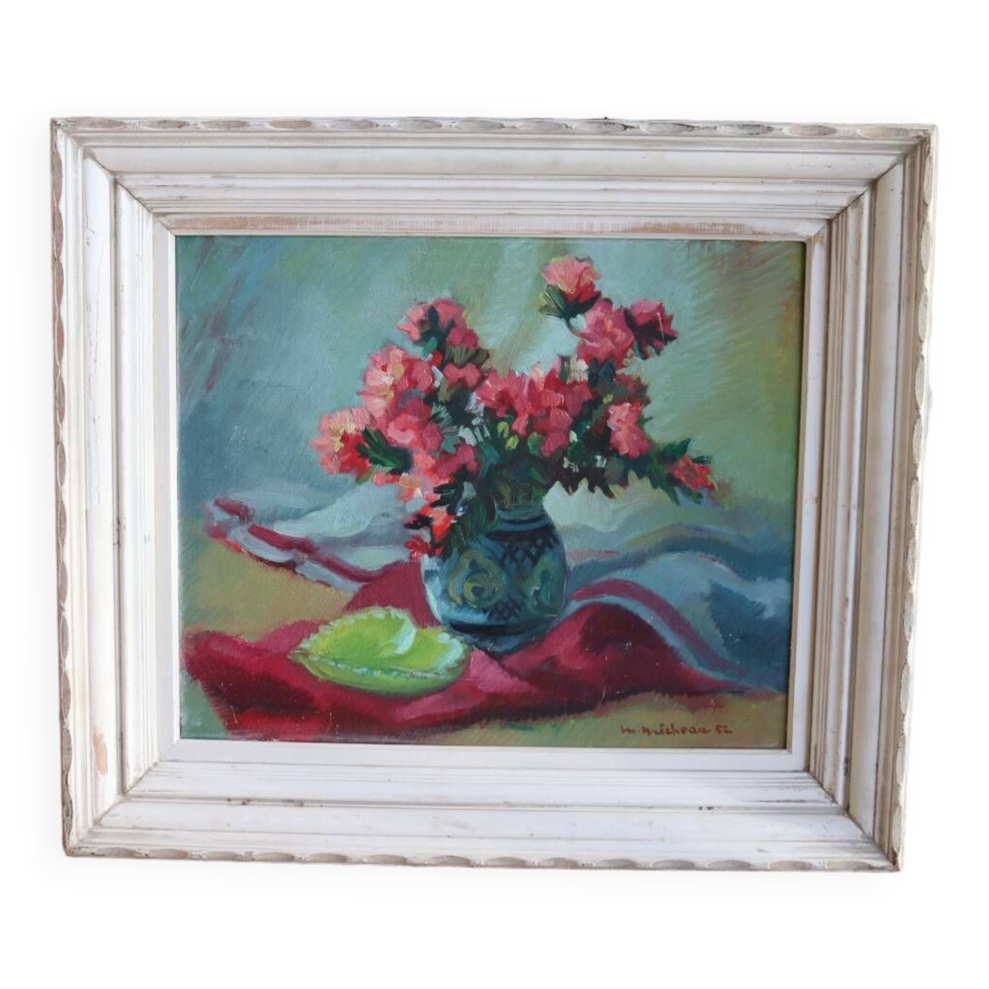 Tableau bouquet de fleurs années 50