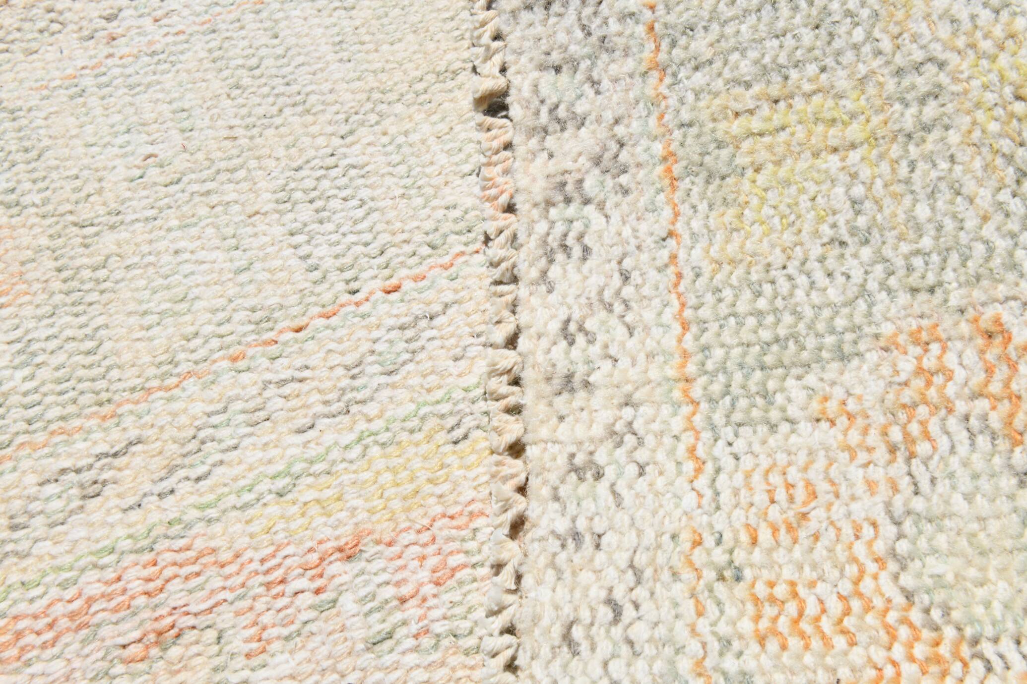 Tapis Oushak Vintage, Laine Turque Pêche & Ivoire, 179x294 Cm