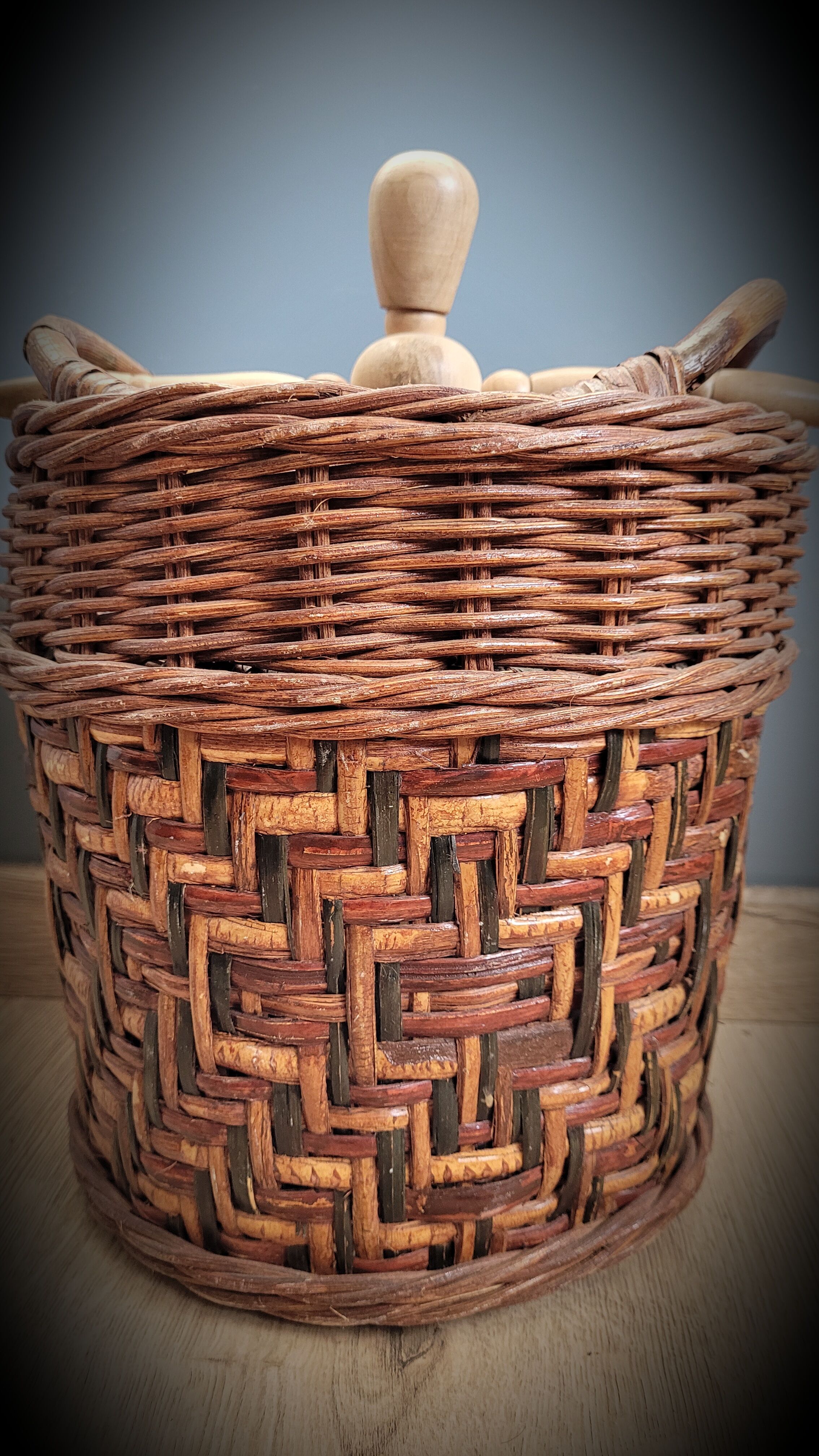 Wooden rattan basket
