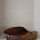 Large monoxyle carved wooden bowl