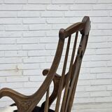 1960s, Danish high-backed armchair, reupholstered, furniture cowhide, oak.