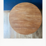 Round coffee table, in rattan and wood