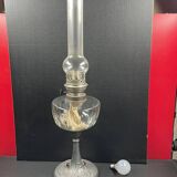 Old kerosene lamp Cut crystal and Art Nouveau patinated spelter foot 57 cm