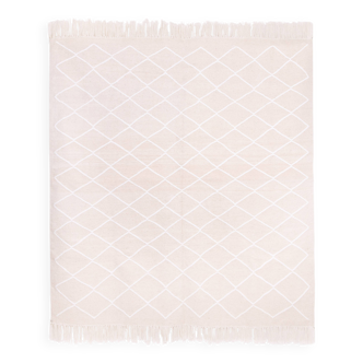 Beige Berber kilim with diamond patterns 215 x 205 cm