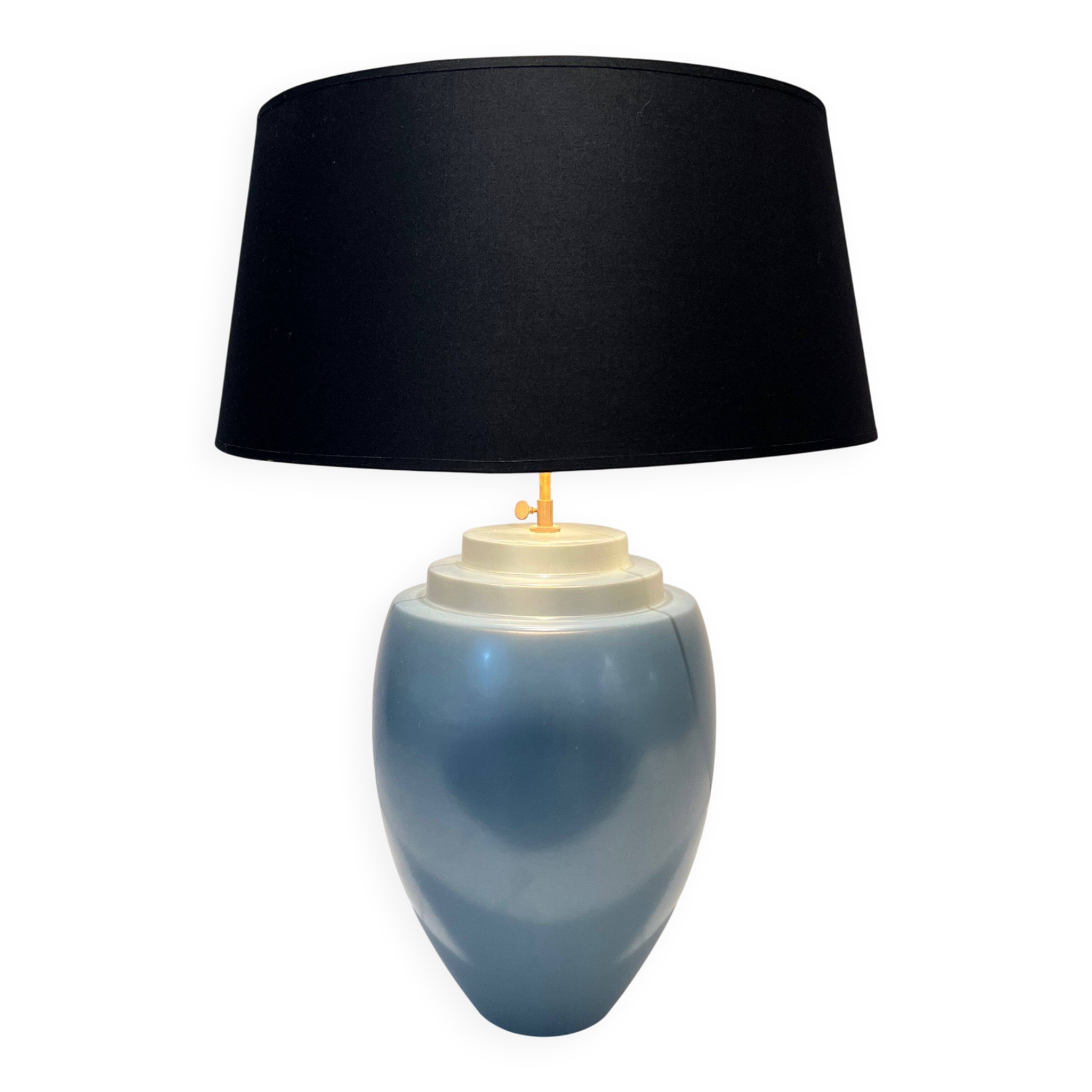 Blue ceramic lamp by Kosta