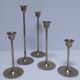 Five vintage Scandinavian design brass candlesticks