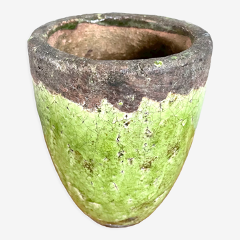 Vase de lave verte grasse, poterie d’art vintage ouest-allemande (WGP)