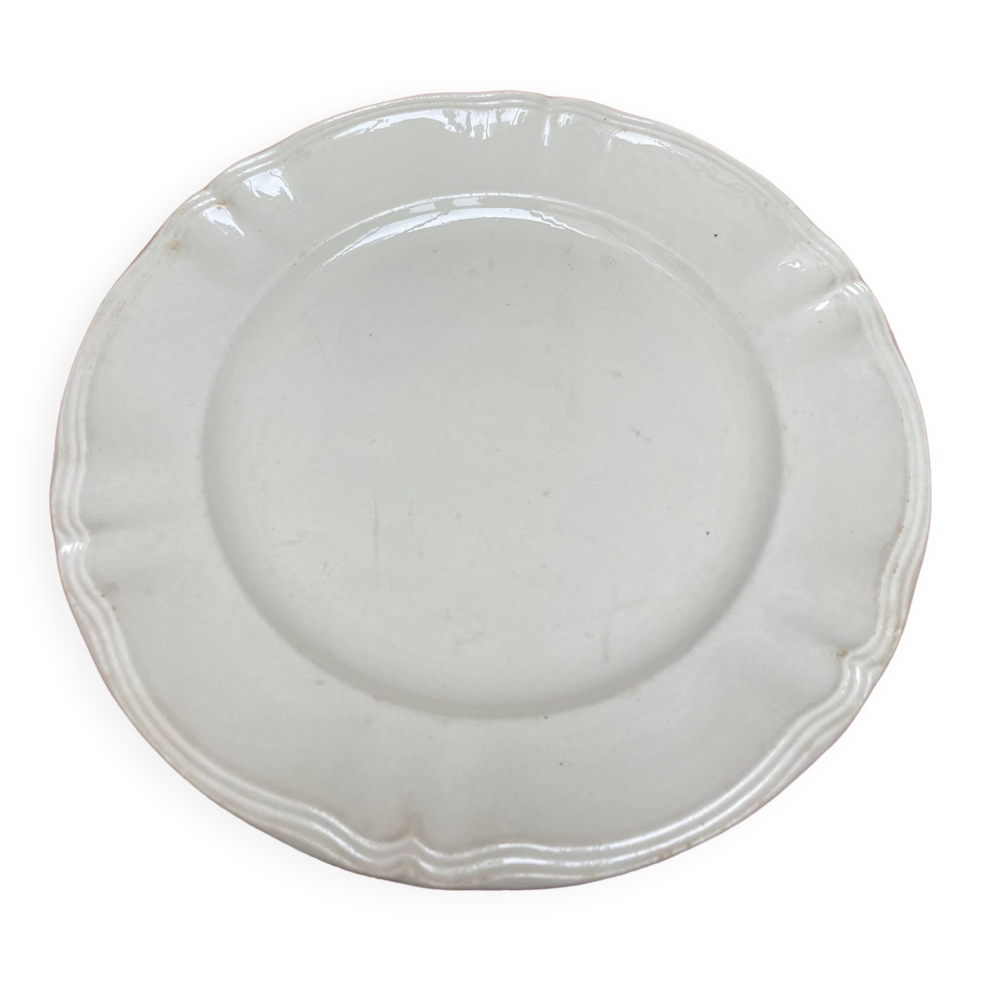 round dish Diam 31.5 Ivory Digoin Sarreguemines with gadroons