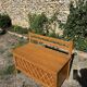 Vintage 1960s bank chest in light oak and rattan weaving.
