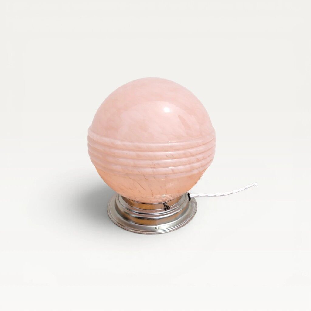 Lampe globe rose esprit Clichy rénovée