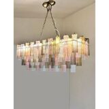 Contemporary Huge Rectangular "Tronchi" Murano Glass Burnished Chandelier