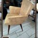 Pair of bridge armchairs in speckled faux leather, 1950.