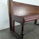Art Deco brasserie bench in oak and bordeaux leatherette seat 220 cm