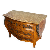 Louis XV style commode in wood and marble