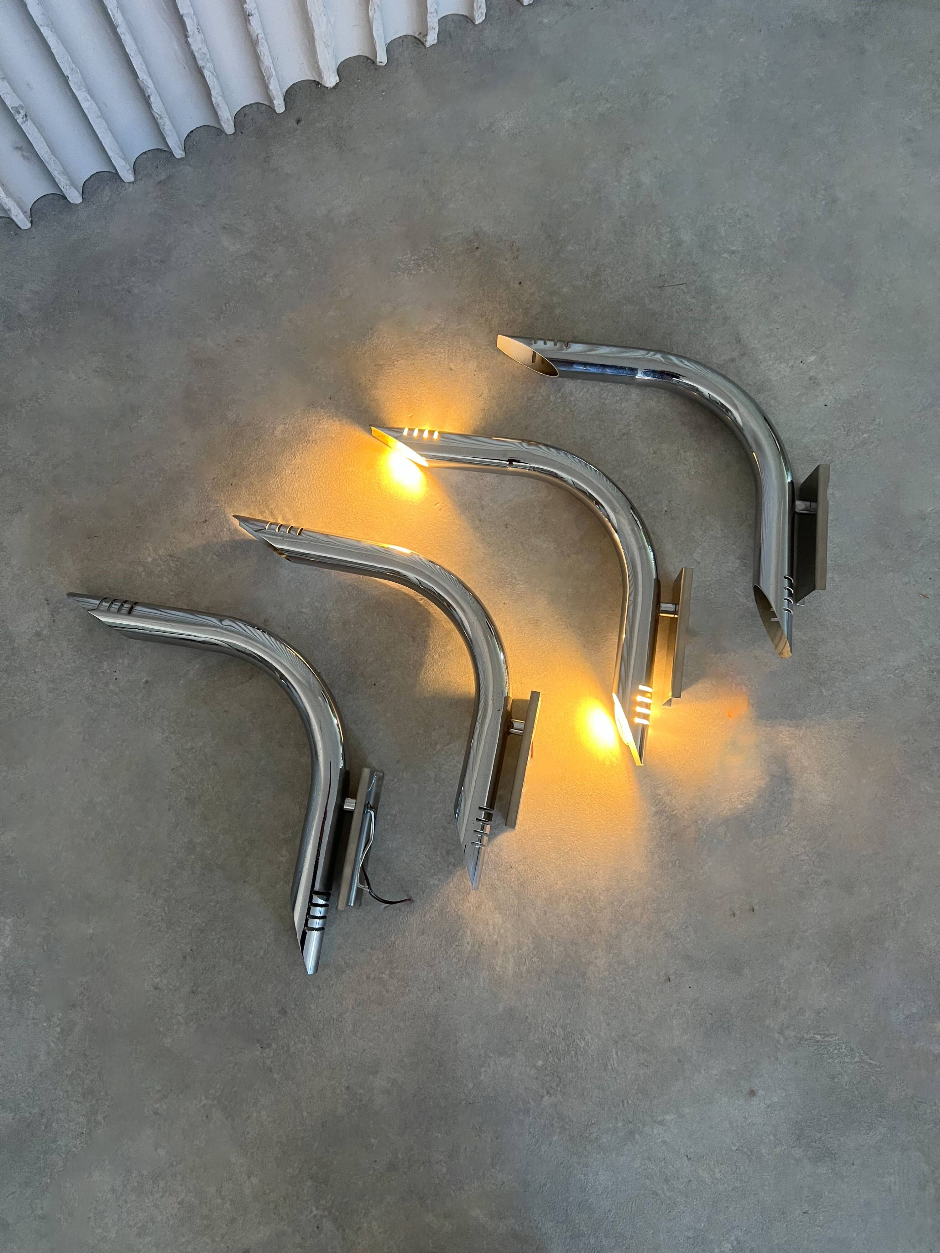 Vintage Chrome Wall Lights – 4 available