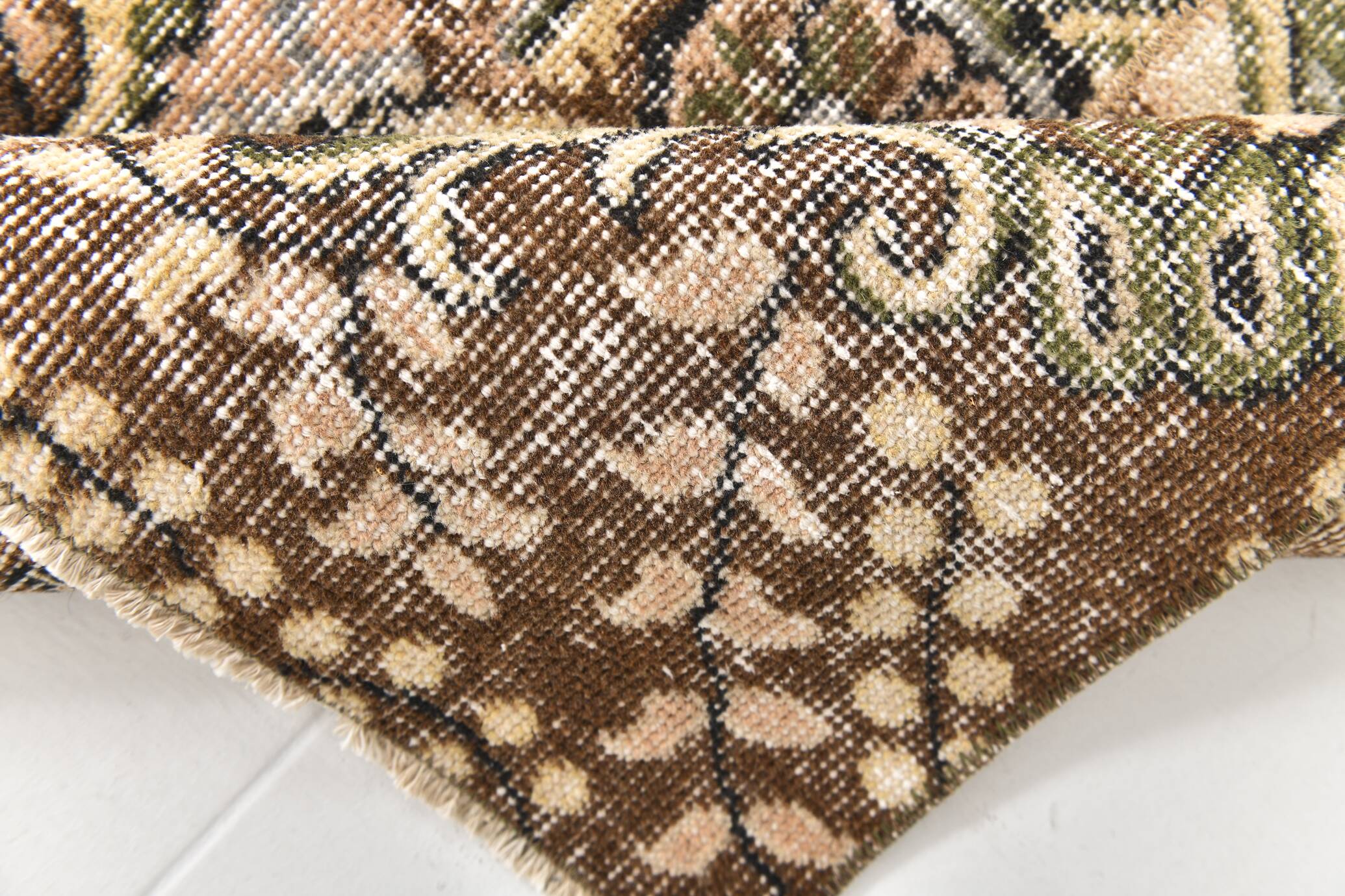 2x9 Rug For Floral Green Turkish Vintage Runner Rug, 64x279Cm SKU 24965