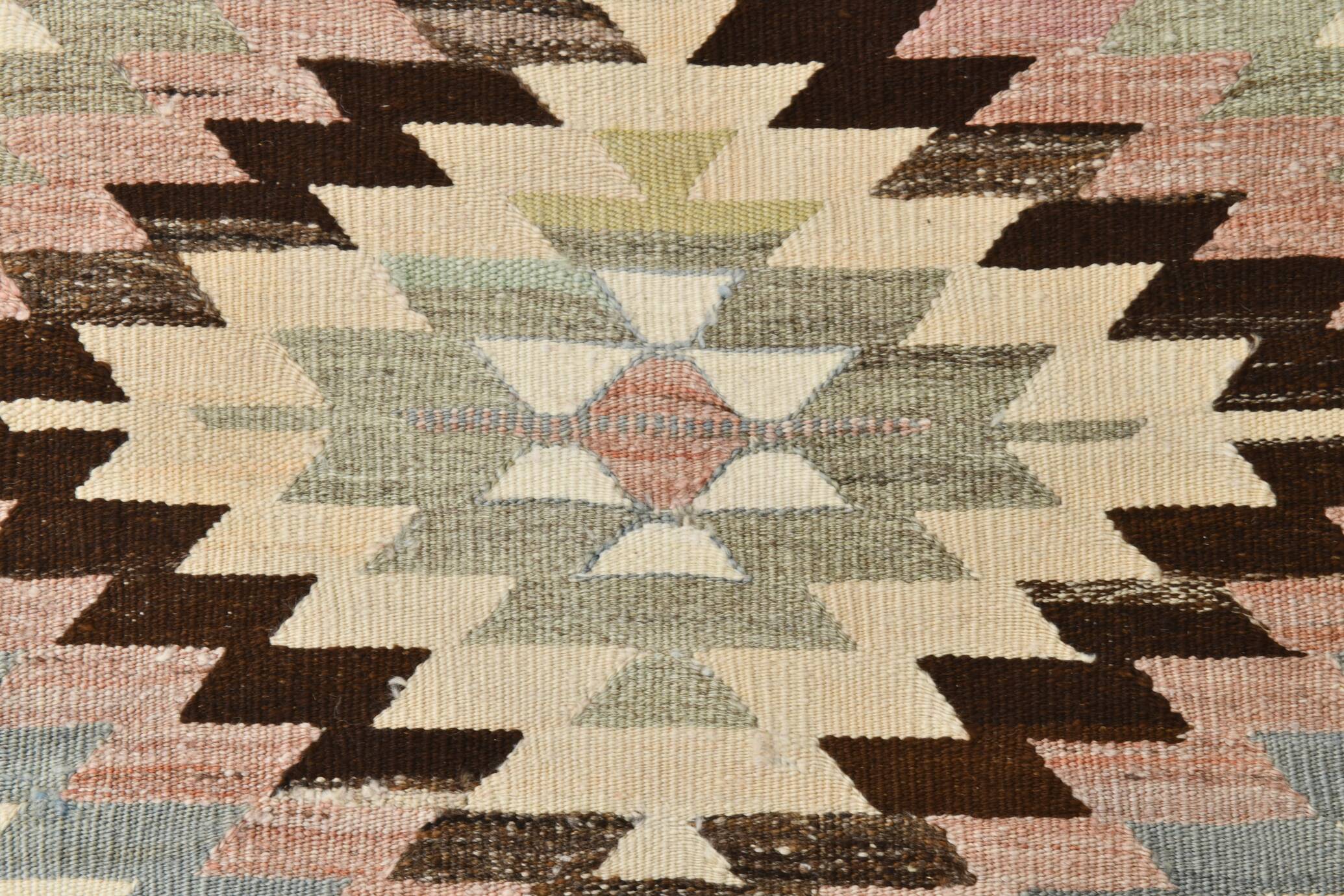 3x10 Pink & Cream Vintage Kilim Runner Rug, 81x306Cm